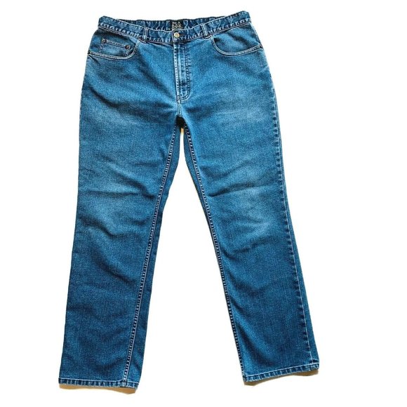 JoS A Bank Traveler Jeans Men 38x32 Tailored Fit Denim Straight Medium Blue Wash - Picture 1 of 11
